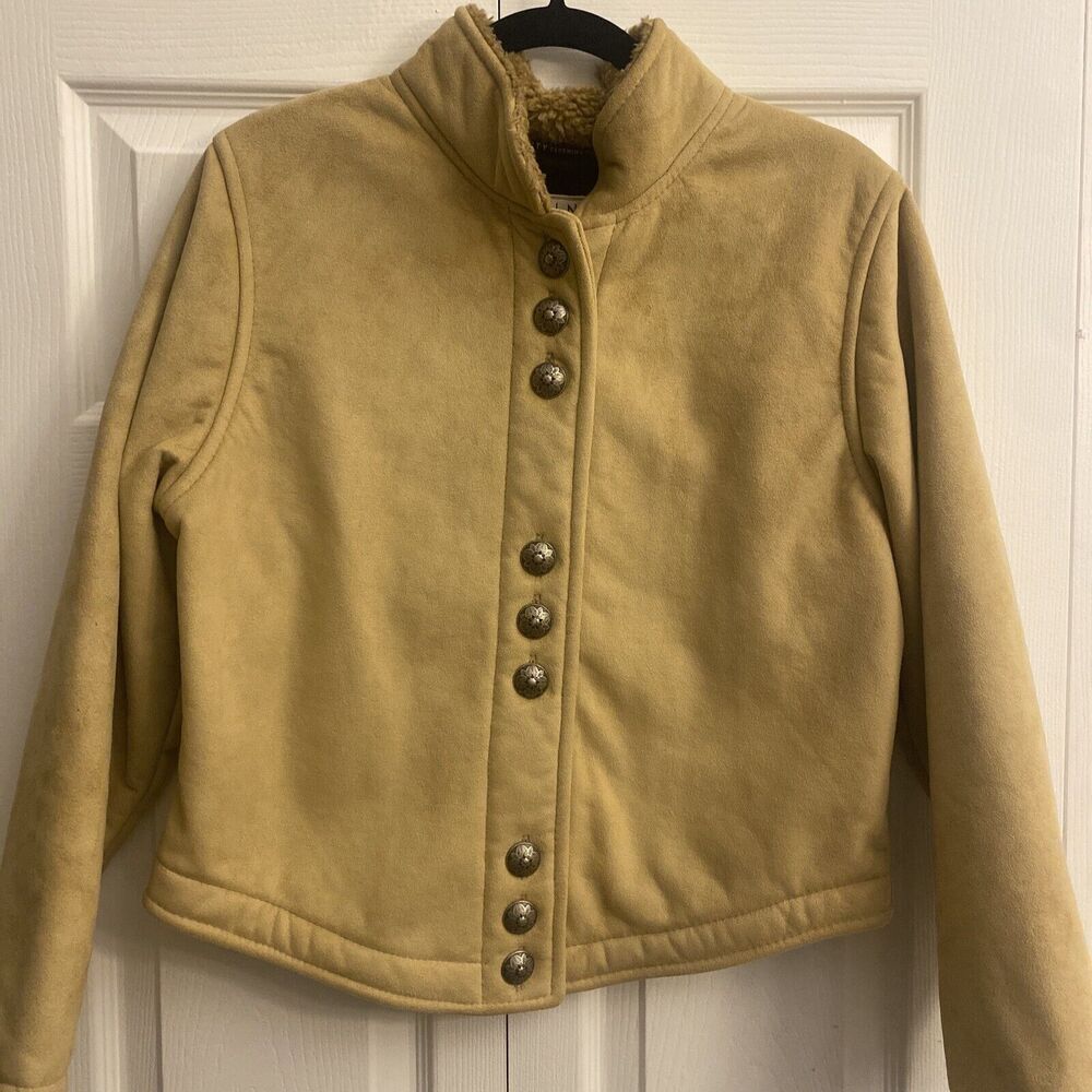 County Clothing Co Faux Suede Sherpa Jacket Womens‎ Size L Tan Western Vintage